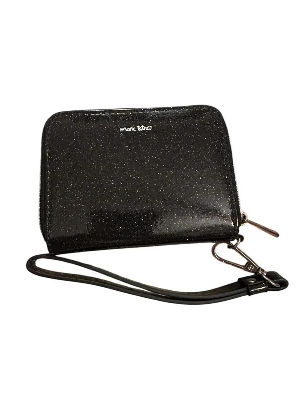 Marc Tetro Black Glitter Boston Terrier Wristlet Wallet